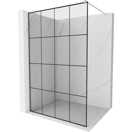 Mexen Kioto Duschwand Walk-in 130 x 200 cm, schwarzes Gitter 8 mm, gebürsteter Nickel - 800-130-101-97-77