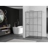 Mexen Kioto Duschwand Walk-in 140 x 200 cm, schwarzes Gitter 8 mm, gebürstetes Nickel - 800-140-101-97-77