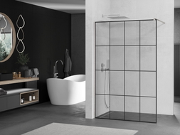 Mexen Kioto Duschwand Walk-in 140 x 200 cm, schwarzes Gitter 8 mm, gebürstetes Nickel - 800-140-101-97-77