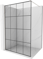 Mexen Kioto Duschwand Walk-in 140 x 200 cm, schwarzes Gitter 8 mm, gebürstetes Nickel - 800-140-101-97-77