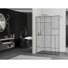Mexen Kioto Duschwand Walk-in 70 x 200 cm, schwarzes Muster 8 mm, gebürstetes Gold - 800-070-101-55-78