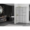 Mexen Kioto Duschwand Walk-in 110 x 200 cm, schwarzes Muster 8 mm, gebürstetes Gold - 800-110-101-55-78