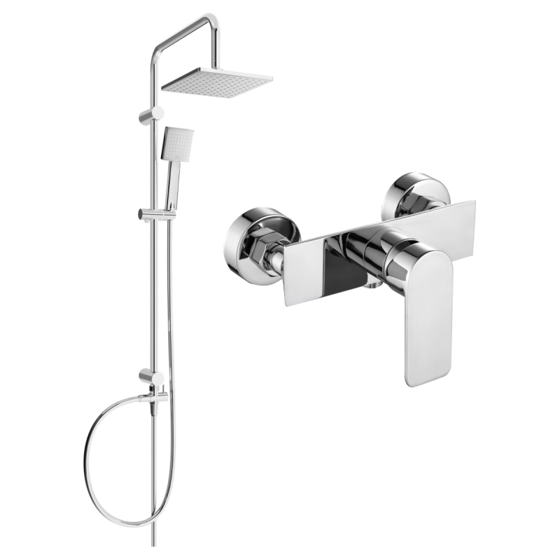 Mexen Alexa Tord Aufputz-Duschset mit Regenduschkopf und Duscharmatur, Chrom - 71240200-00