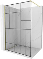 Mexen Kioto Duschwand Walk-in 130 x 200 cm, schwarzes Muster 8 mm, gebürstetes Gold - 800-130-101-55-78
