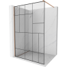 Mexen Kioto Duschwand Walk-in 70 x 200 cm, schwarzes Muster 8 mm, gebürstetes Kupfer - 800-070-101-65-78
