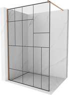 Mexen Kioto Duschwand Walk-in 100 x 200 cm, schwarzes Muster 8 mm, gebürstetes Kupfer - 800-100-101-65-78
