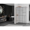 Mexen Kioto Duschwand Walk-in 110 x 200 cm, schwarzes Muster 8 mm, gebürstetes Kupfer - 800-110-101-65-78