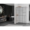 Mexen Kioto Duschwand Walk-in 140 x 200 cm, schwarzes Muster 8 mm, gebürstetes Kupfer - 800-140-101-65-78