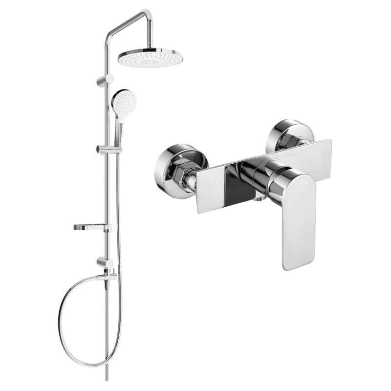 Mexen Alexa Erik Aufputz-Duschset mit Regenbrause und Duscharmatur, Chrom - 71240205-00