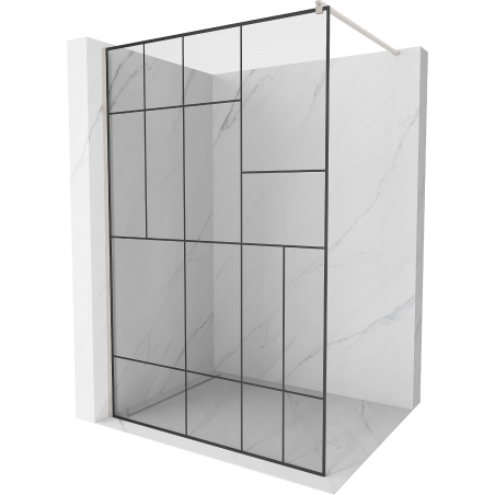 Mexen Kioto Duschwand Walk-in 100 x 200 cm, schwarzes Muster 8 mm, gebürsteter Nickel - 800-100-101-97-78