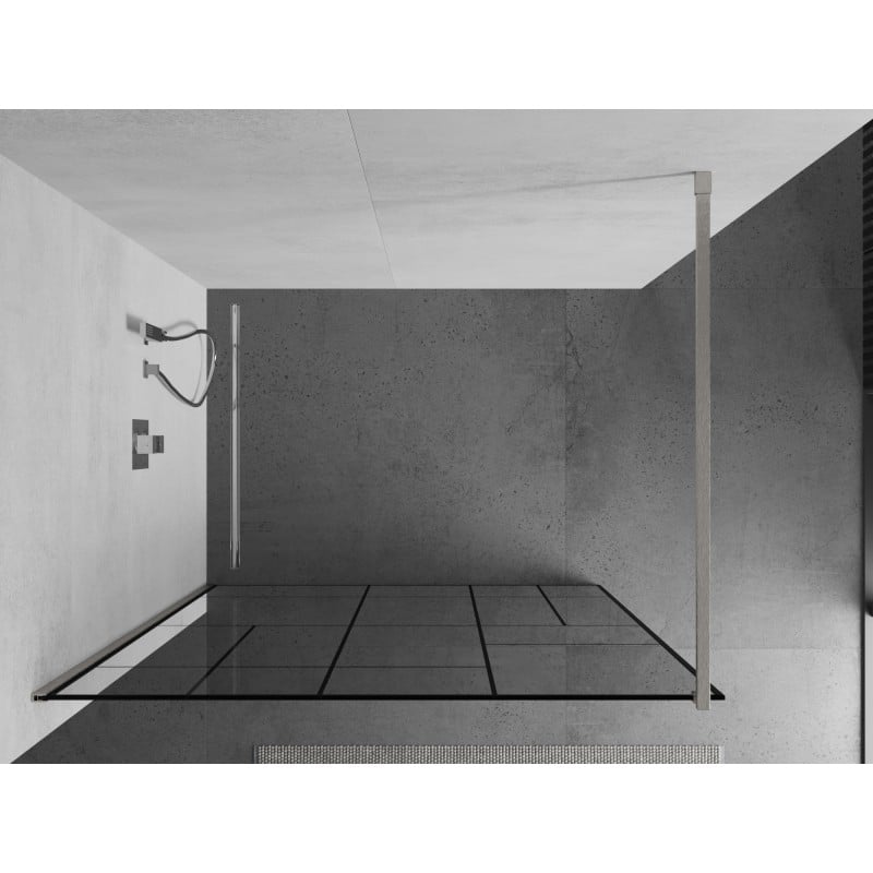 Mexen Kioto Duschwand Walk-in 130 x 200 cm, schwarzes Muster 8 mm, gebürstetes Nickel - 800-130-101-97-78
