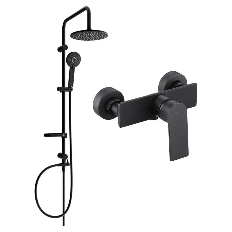 Mexen Alexa Carl Duschset zur Aufputzmontage mit Regendusche und Duscharmatur, schwarz - 71240240-70