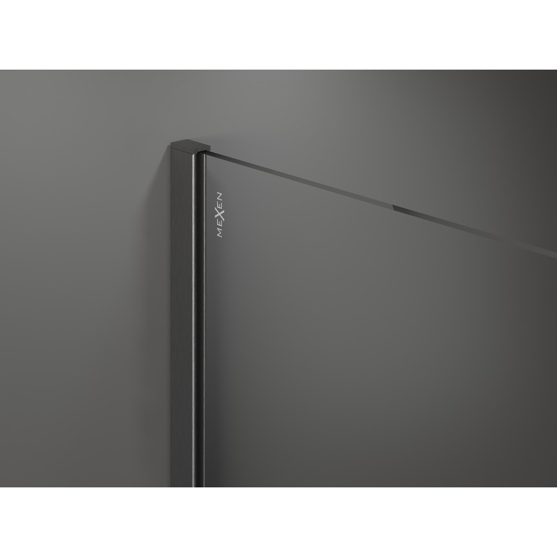 Mexen Kioto Duschwand Walk-in 100 x 200 cm, schwarzer Rahmen 8 mm, gun gray gebürstet - 800-100-101-66-70