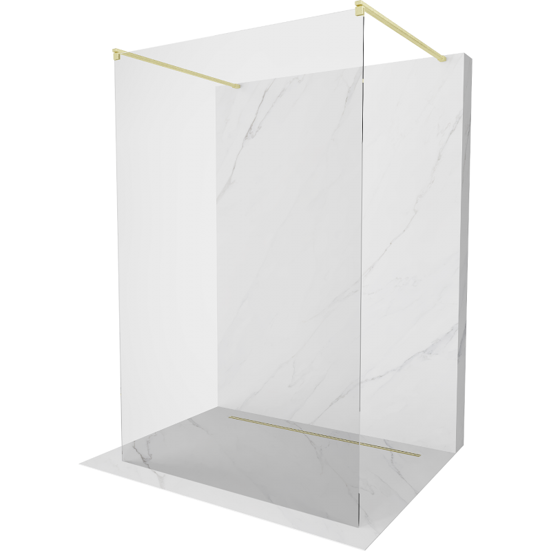 Mexen Kioto freistehende Duschwand 170 x 200 cm, transparent 8 mm, gebürstetes Gold - 800-170-002-55-00