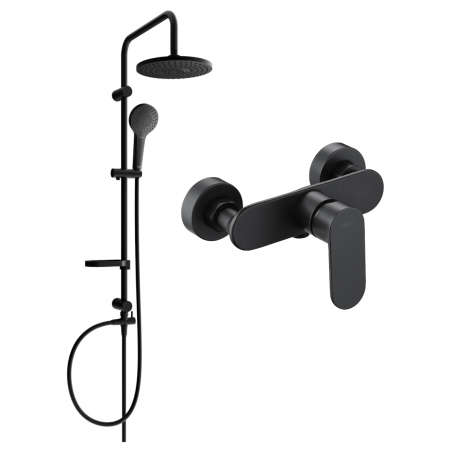 Mexen Milo Erik Aufputz-Duschset mit Regenduschkopf und Duscharmatur, schwarz - 71340205-70
