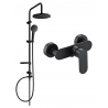 Mexen Milo Erik Aufputz-Duschset mit Regenduschkopf und Duscharmatur, schwarz - 71340205-70