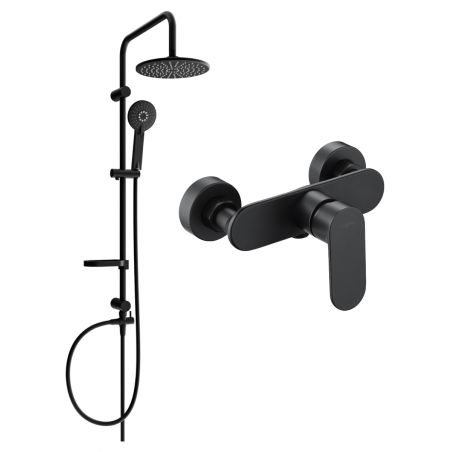Mexen Milo Carl Duschset Aufputz mit Regendusche und Duscharmatur, schwarz - 71340240-70