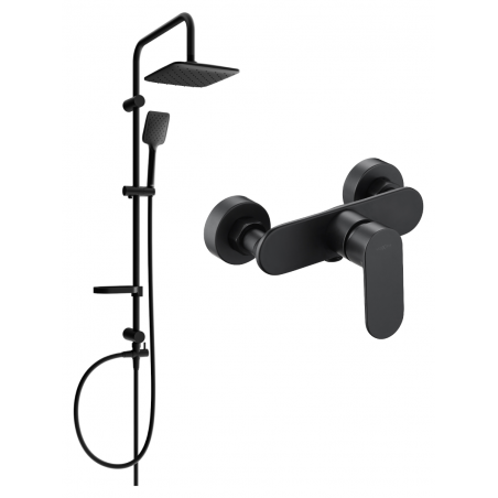 Mexen Milo Sven Duschset Aufputz mit Regenduschkopf und Duscharmatur, schwarz - 71340262-70