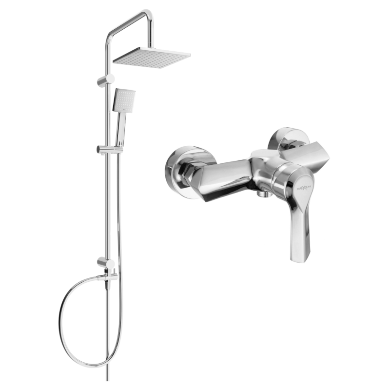 Mexen Sabre Tord Aufputz-Duschset mit Regenbrause und Duscharmatur, Chrom - 72140200-00