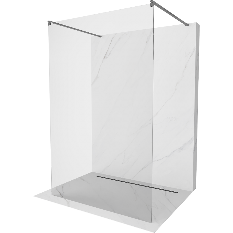 Mexen Kioto freistehende Duschwand 150 x 200 cm, transparent 8 mm, gebürstetes Gun Grau - 800-150-002-66-00