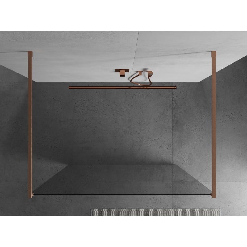 Mexen Kioto freistehende Duschwand 100 x 200 cm, transparent 8 mm, gebürstetes Kupfer - 800-100-002-65-00