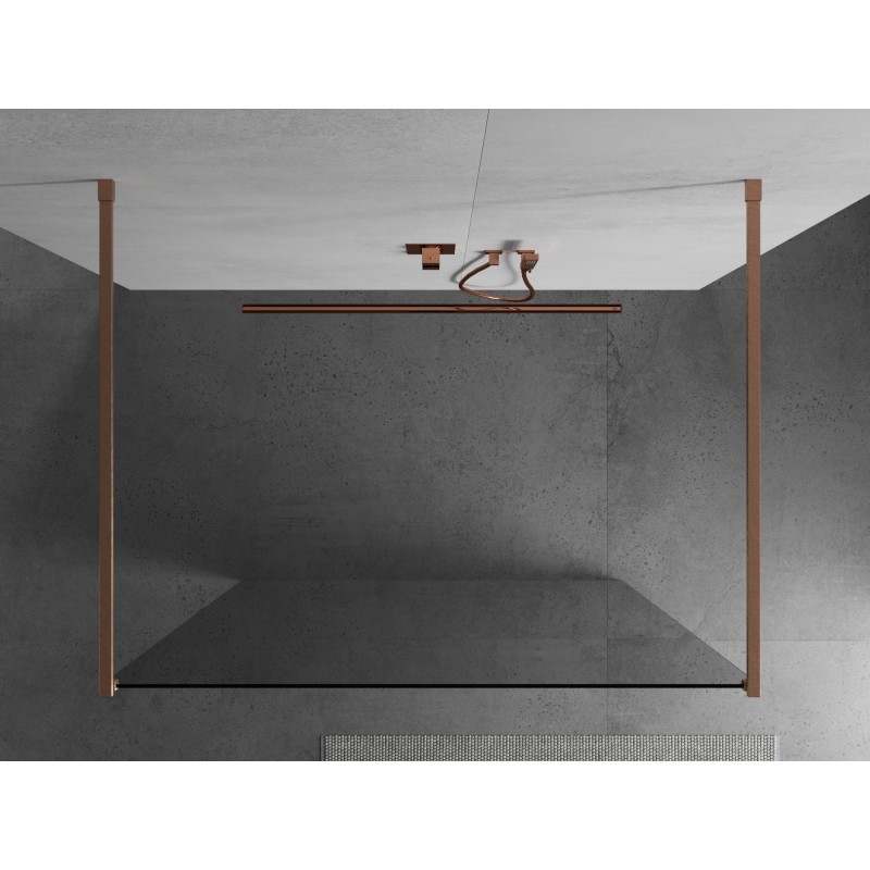 Mexen Kioto freistehende Duschwand 135 x 200 cm, transparent 8 mm, gebürstetes Kupfer - 800-135-002-65-00