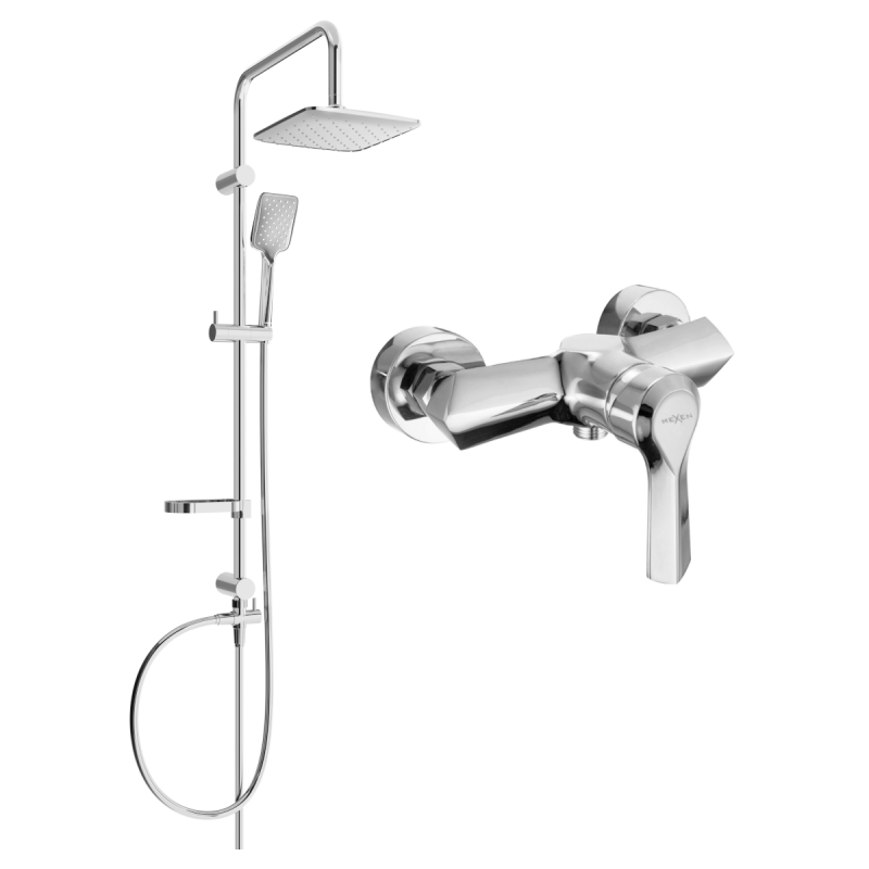 Mexen Sabre Sven Aufputz-Duschset mit Regenbrause und Duscharmatur, Chrom - 72140262-00