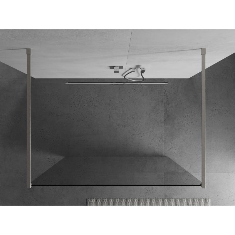 Mexen Kioto freistehende Duschwand 100 x 200 cm, transparent 8 mm, gebürsteter Nickel - 800-100-002-97-00