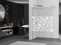 Mexen Kioto Duschwand Walk-in 70 x 200 cm, weißes Muster 8 mm, gebürstetes Kupfer - 800-070-101-65-85
