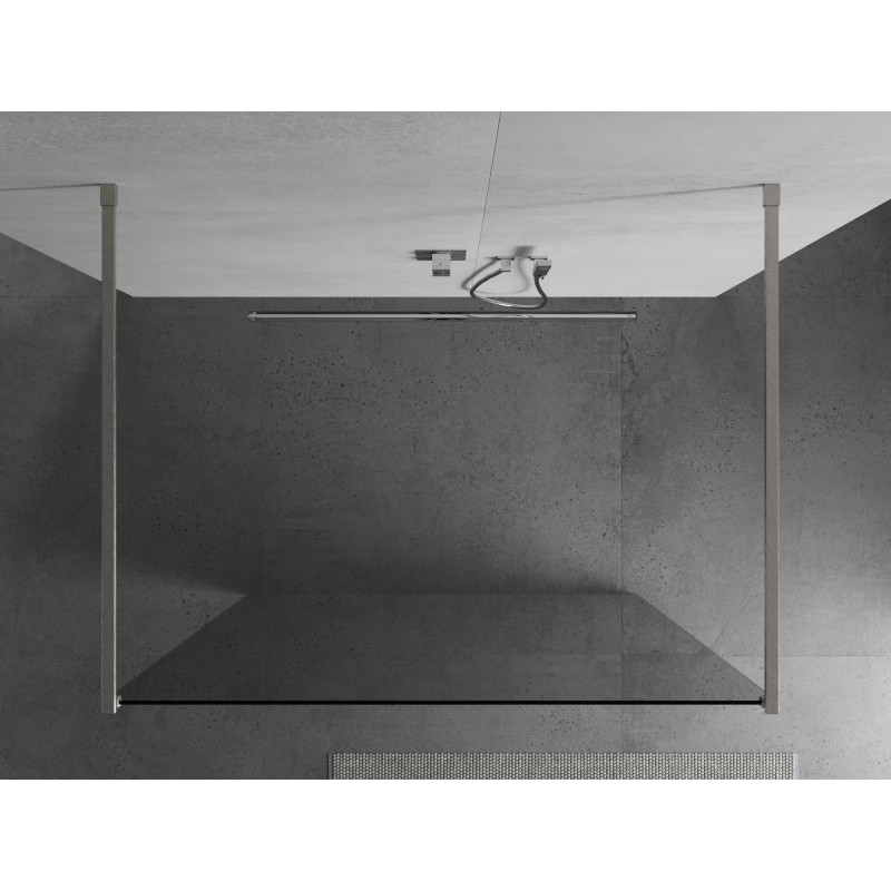 Mexen Kioto freistehende Duschwand 145 x 200 cm, transparent 8 mm, gebürsteter Nickel - 800-145-002-97-00