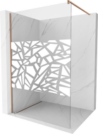 Mexen Kioto Duschwand Walk-in 130 x 200 cm, weißes Muster 8 mm, gebürstetes Kupfer - 800-130-101-65-85