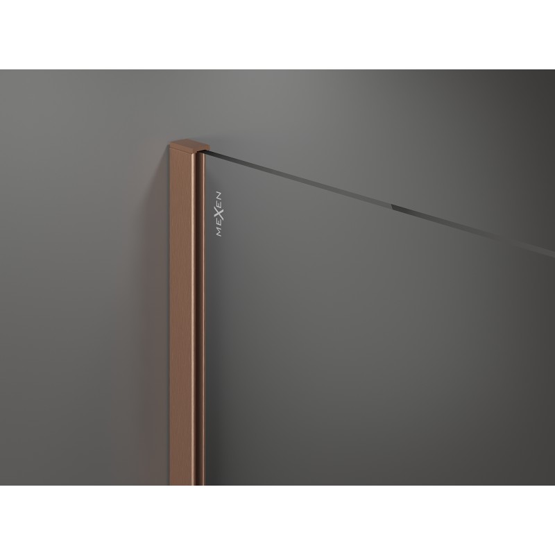 Mexen Kioto Duschwand Walk-in 130 x 200 cm, weißes Muster 8 mm, gebürstetes Kupfer - 800-130-101-65-85