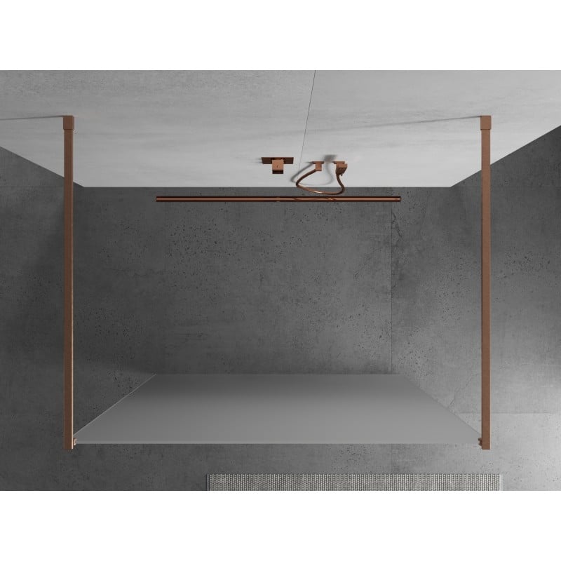 Mexen Kioto freistehende Duschwand 130 x 200 cm, Frost 8 mm, gebürstetes Kupfer - 800-130-002-65-30
