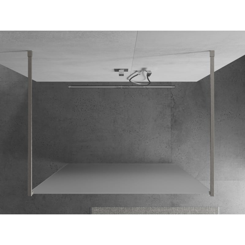 Mexen Kioto freistehende Duschwand 100 x 200 cm, Frostglas 8 mm, gebürsteter Nickel - 800-100-002-97-30