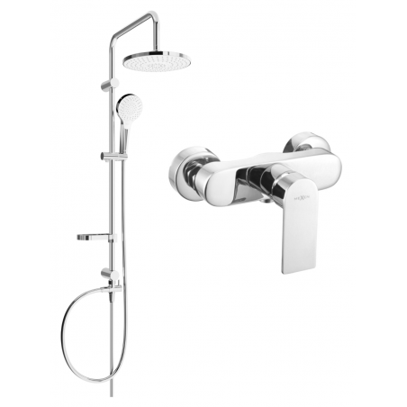 Mexen Royo Erik Aufputz-Duschset mit Regenduschkopf und Duscharmatur, Chrom - 72240205-00
