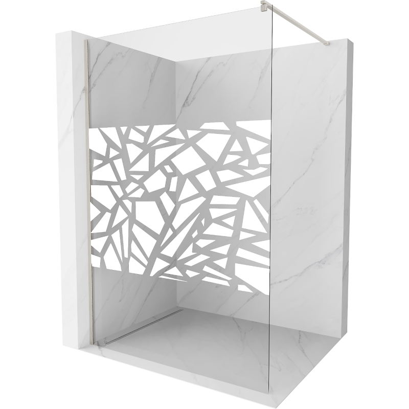 Mexen Kioto Duschwand Walk-in 100 x 200 cm, weißes Muster 8 mm, gebürsteter Nickel - 800-100-101-97-85