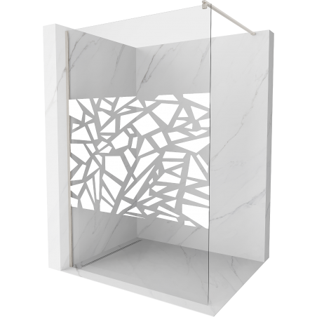 Mexen Kioto Duschwand Walk-in 100 x 200 cm, weißes Muster 8 mm, gebürsteter Nickel - 800-100-101-97-85