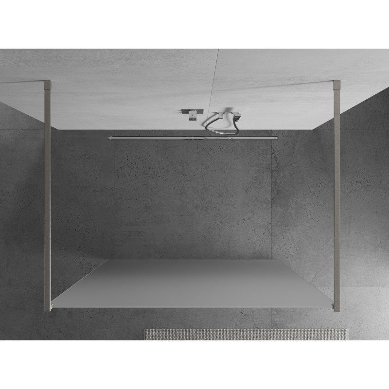 Mexen Kioto freistehende Duschwand 140 x 200 cm, Frost 8 mm, gebürsteter Nickel - 800-140-002-97-30