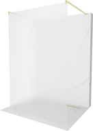 Mexen Kioto freistehende Duschwand 100 x 200 cm, Frostglas 8 mm, gebürstetes Gold - 800-100-002-55-30
