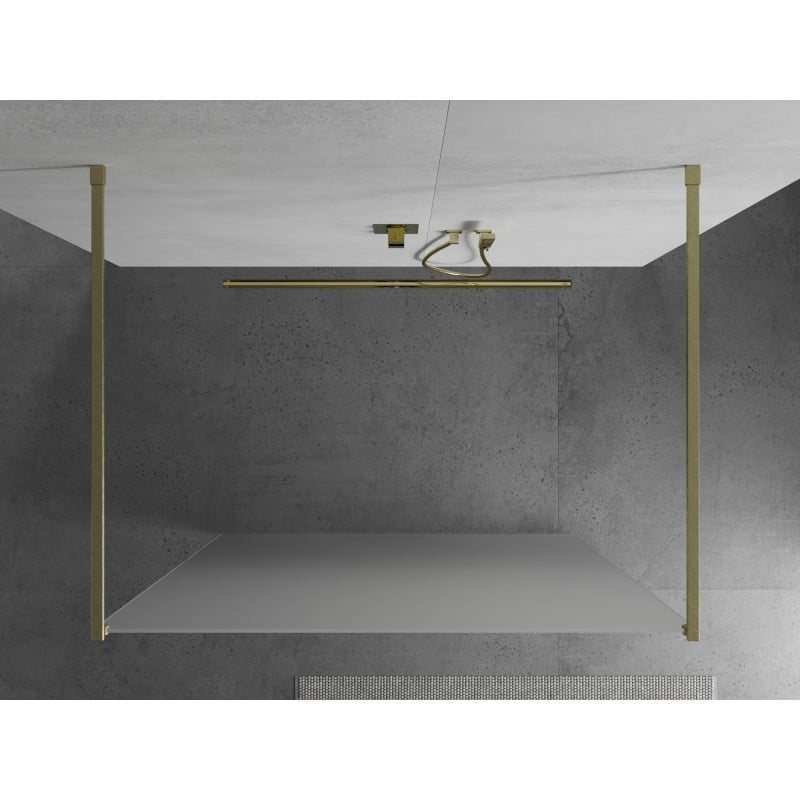 Mexen Kioto freistehende Duschwand 110 x 200 cm, 8 mm matt, gebürstetes Gold - 800-110-002-55-30