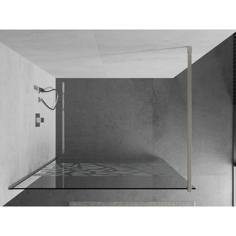 Mexen Kioto Duschwand Walk-in 130 x 200 cm, weißes Muster 8 mm, gebürsteter Nickel - 800-130-101-97-85