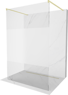 Mexen Kioto freistehende Duschwand 120 x 200 cm, transparent/satiniert 8 mm, gebürstetes Gold - 800-120-002-55-35
