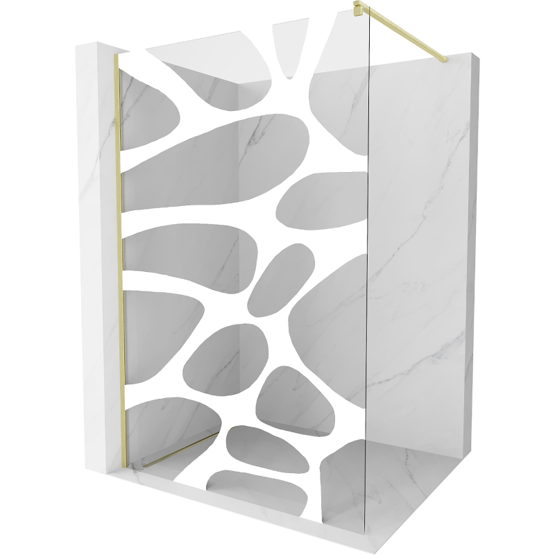 Mexen Kioto Duschtrennwand Walk-in 80 x 200 cm, weiße Welle 8 mm, gold gebürstet - 800-080-101-55-97