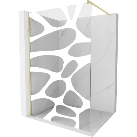 Mexen Kioto Duschwand Walk-in 130 x 200 cm, weiße Welle 8 mm, gebürstetes Gold - 800-130-101-55-97