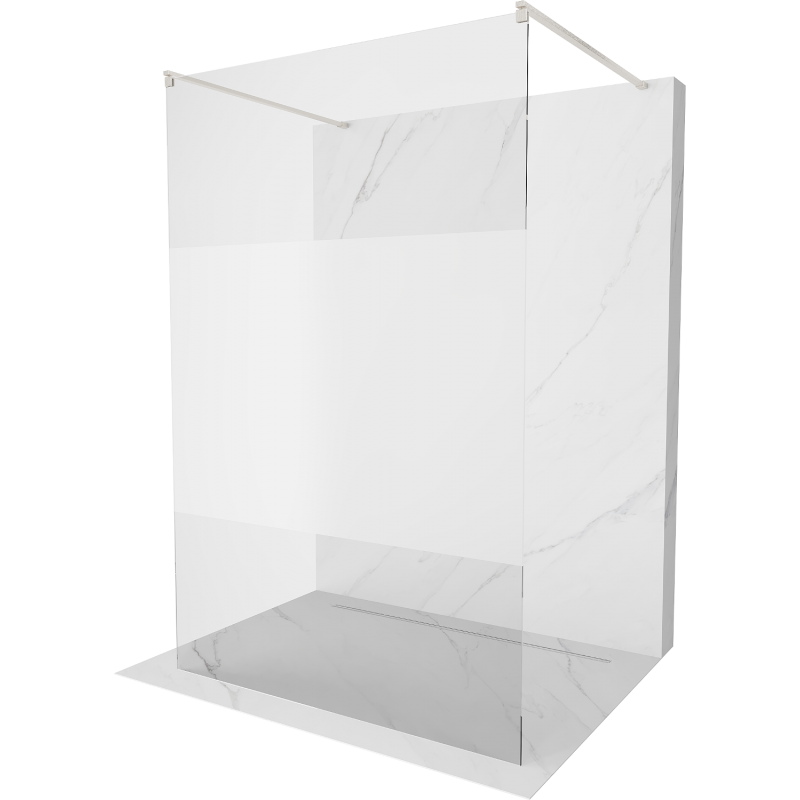 Mexen Kioto freistehende Duschwand 100 x 200 cm, transparent/gefroren 8 mm, gebürsteter Nickel - 800-100-002-97-35