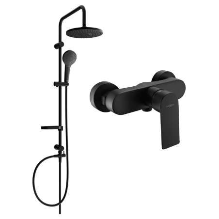 Mexen Royo Erik Duschset zur Wandmontage mit Regendusche und Duscharmatur, schwarz - 72240205-70