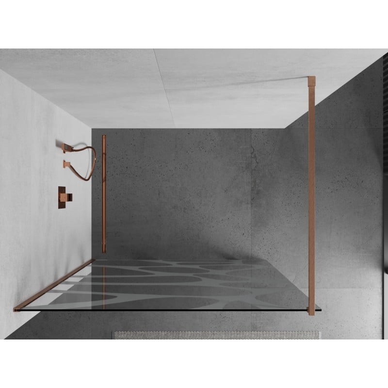 Mexen Kioto Duschwand Walk-in 70 x 200 cm, weiße Welle 8 mm, gebürstetes Kupfer - 800-070-101-65-97