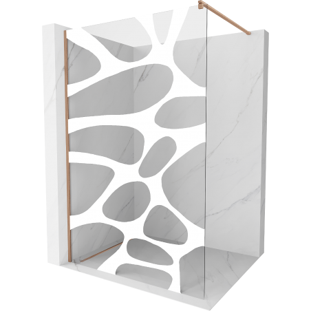 Mexen Kioto Duschwand Walk-in 70 x 200 cm, weiße Welle 8 mm, gebürstetes Kupfer - 800-070-101-65-97