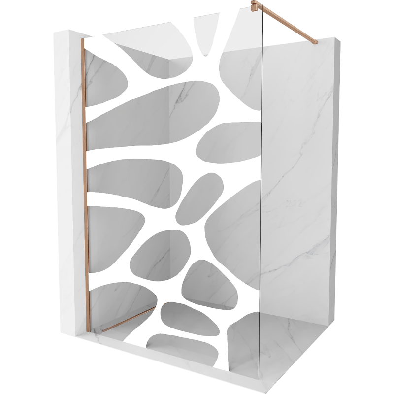 Mexen Kioto Duschwand Walk-in 120 x 200 cm, weiße Welle 8 mm, gebürstetes Kupfer - 800-120-101-65-97