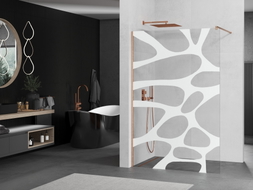 Mexen Kioto Duschwand Walk-in 140 x 200 cm, weiße Welle 8 mm, gebürstetes Kupfer - 800-140-101-65-97